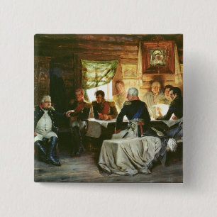 Raad van Oorlog in Fili in 1812, 1882 Vierkante Button 5,1 Cm