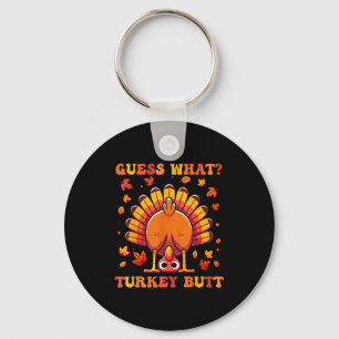 Raad Wat Kalkoen Staart Grappige Thanksgiving Jong Sleutelhanger