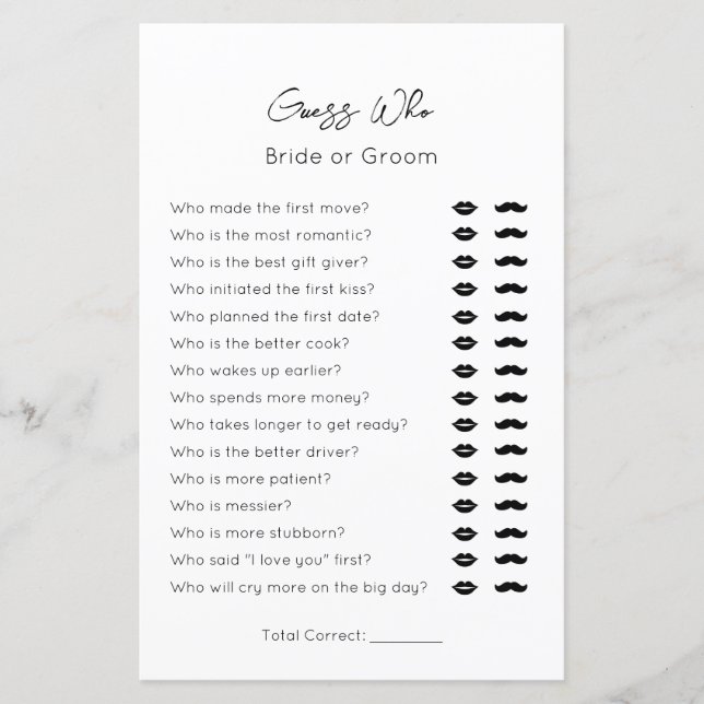 Raad wie-bruid of bruidegom-gewoon bruids douche s (Voorkant)