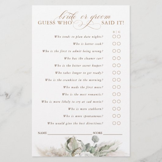 Raad Wie Bruid of Bruidegom Spelkaart (Voorkant)