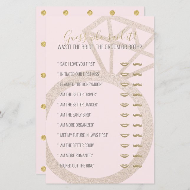 Raad wie het heeft gezegd bruidsfeest spel (Voorkant / Achterkant)