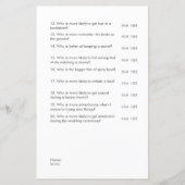 Raad wie minimalistische bruiloft & Vrijgezellenfe (Achterkant)