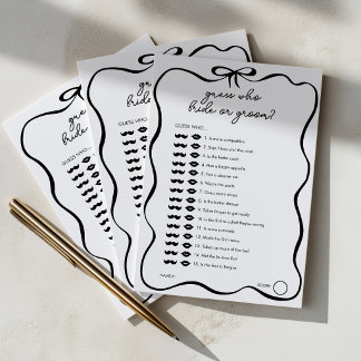 Raad Wie Zwarte Boog Bruiloftsfeest Spel Advieskaart