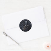 Raaf en Rattenskelet in Maneschijn Ronde Sticker (Envelop)