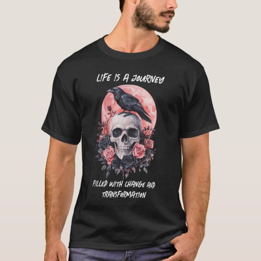 Raaf en schedel, verandering en transformatie t-shirt (Voorkant)