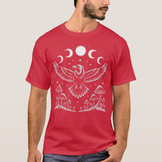 Raaf Kraai Merel Hekserij Mystieke Maan T-shirt