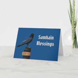 Raaf of Kraai en Boeken Samhain Kaart