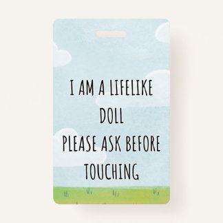 Raak alsjeblieft de Reborn Doll Car Seat Label Bad Badge