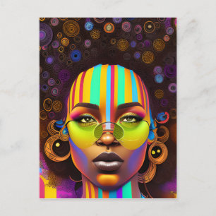Raak mijn Haar Black Melanin Afro Queen Crown niet Briefkaart