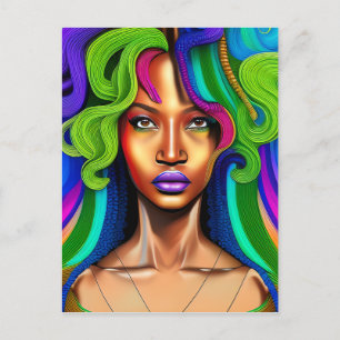 Raak mijn Haar Black Melanin Afro Queen Crown niet Briefkaart