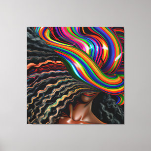 Raak mijn Haar Black Melanin Afro Queen Crown niet Canvas Afdruk