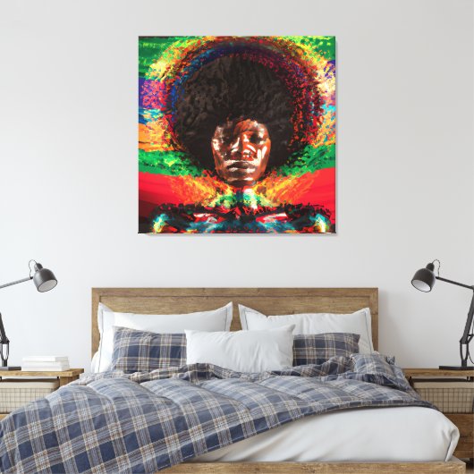 Raak mijn Haar Black Melanin Afro Queen Crown niet Canvas Afdruk (Insitu (Slaapkamer))
