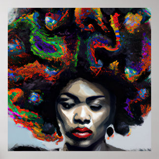 Raak mijn Haar Black Melanin Afro Queen Crown niet Poster