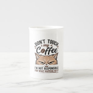 Raak Mijn Koffie Niet Aan Chagrijnige Kat Grappige Porselein Kop
