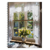 Raam met loopgordijn en tulpen notitieboek (Voorkant)