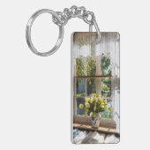 Raam met loopgordijn en tulpen sleutelhanger (Voorkant Links)