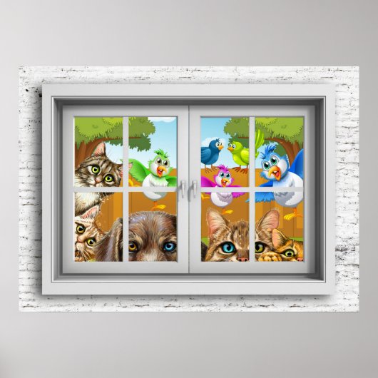 Raam uitzicht poster (Voorkant)