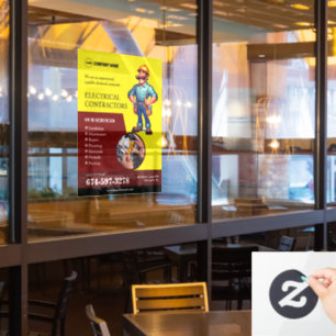 Raambekleding door elektrische aannemers raamsticker