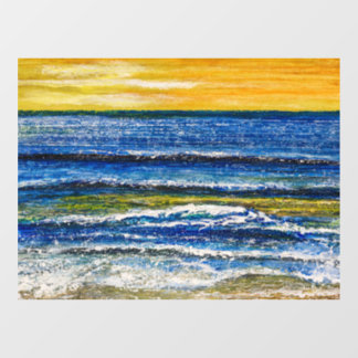Raamfolie - Zeegezicht Zonsondergang En Zee Golven Raamsticker