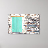 Raamluiken op een rustiek rotsmuur canvas (Voorkant)