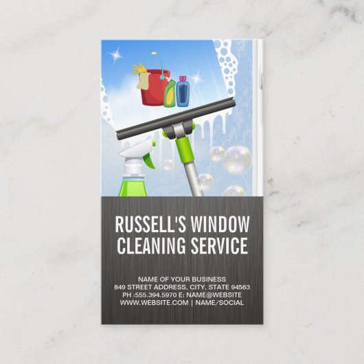 Raamreinigingsdienst | Schoon pictogram Visitekaartje (Voorkant)