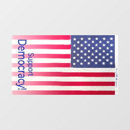 Raamsluiting met verticale afbeelding van "Support Raamsticker