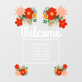 Raamsticker winkeluren welkom bloem (Vel)