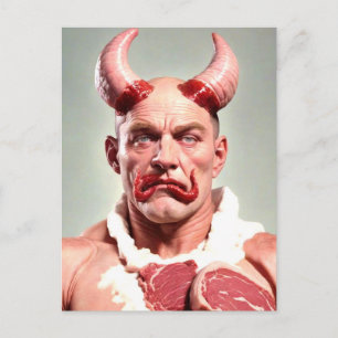 Raar Gehoornd Meat Man Briefkaart