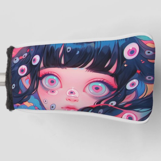 Raar griezelig schattig anime meisje golfheadcover (Voorkant)