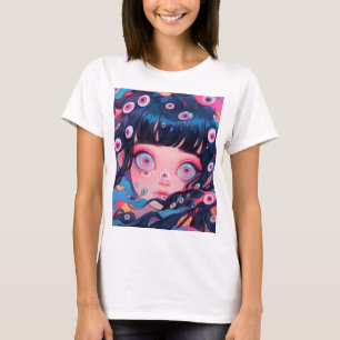 Raar griezelig schattig anime meisje t-shirt