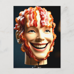Raar Mannequin Hoofd met Bacon Briefkaart