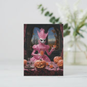 Raar roze Halloween Person Briefkaart (Staand voorkant)