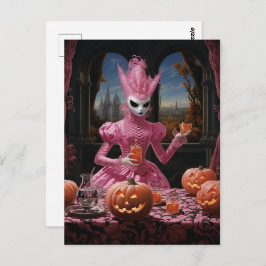 Raar roze Halloween Person Briefkaart (Voorkant / Achterkant)