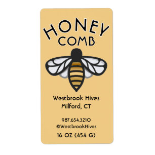 Raat honingraat met gele HONEYCOMB label
