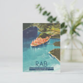 Rab isle, Dalmatia, Kroatië, oud poster Briefkaart (Staand voorkant)