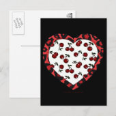 RAB-kersen Leopard Print Heart Rockabilly Briefkaart (Voorkant / Achterkant)