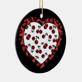 RAB-kersen Leopard Print Heart Rockabilly Keramisch Ornament (Rechts)