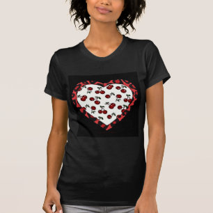 RAB-kersen Leopard Print Heart Rockabilly T-shirt