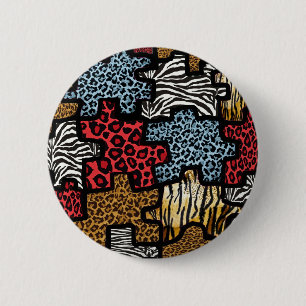 RAB Rockabilly Animal Print Puzzle Ronde Button 5,7 Cm