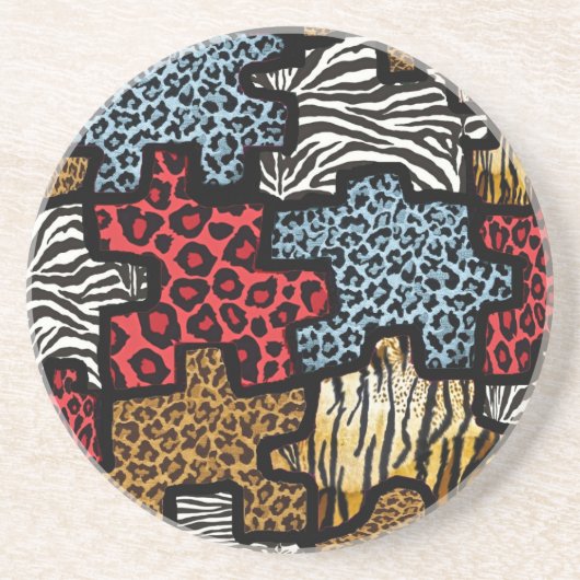 RAB Rockabilly Animal Print Puzzle Zandsteen Onderzetter (Voorkant)