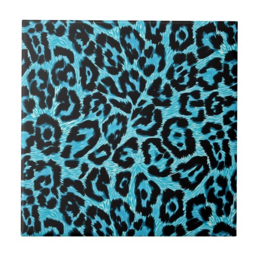RAB Rockabilly Blauwe Luipaardprinttegel Tegeltje (Voorkant)
