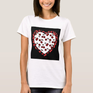 RAB Rockabilly Cherries Leopard Print Heart T-shirt