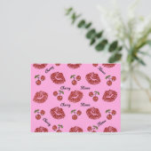 RAB Rockabilly Cherry Kisses op roze Briefkaart (Staand voorkant)