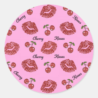 RAB Rockabilly Cherry Kisses op roze Ronde Sticker