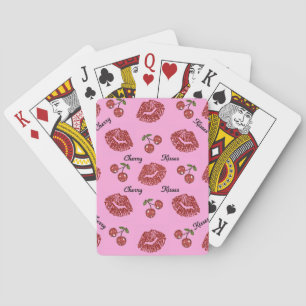 RAB Rockabilly Cherry Kisses op roze Speelkaarten