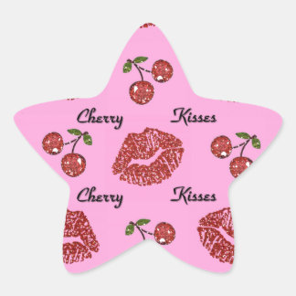 RAB Rockabilly Cherry Kisses op roze Ster Sticker