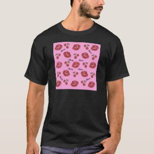 RAB Rockabilly Cherry Kisses op roze T-shirt