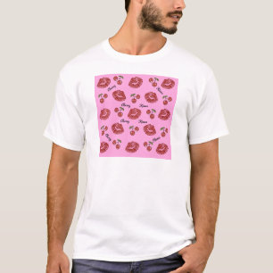 RAB Rockabilly Cherry Kisses op roze T-shirt