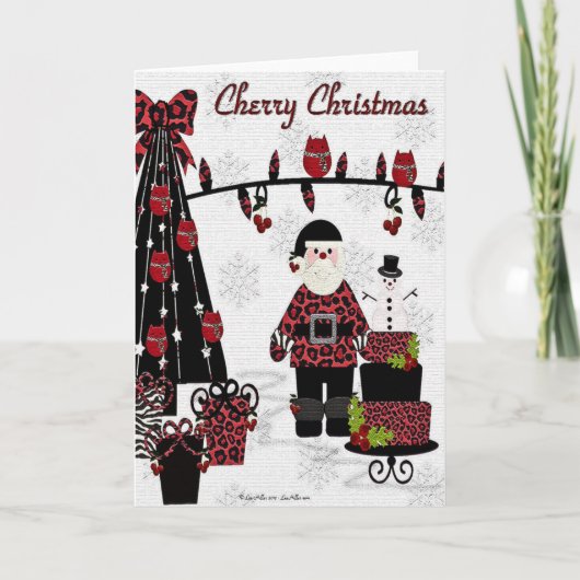 RAB Rockabilly Cherry Santa Gift Kaart (Voorkant)