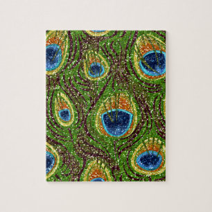 RAB Rockabilly Colorful Peacock Feathers Print Legpuzzel
